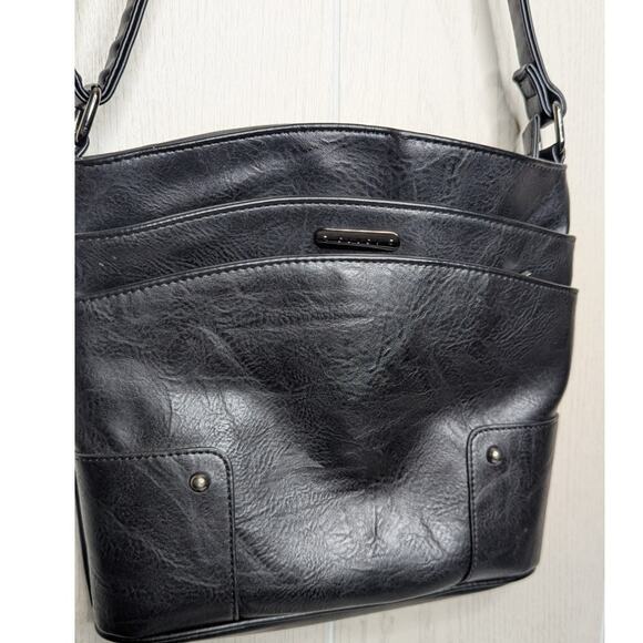 CLUCI black vegan leather shoulder bag purse crossbody - Picture 7 of 11